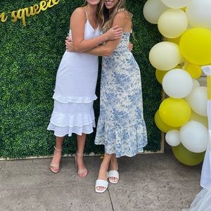 Blu & white dress midi